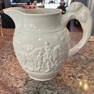 Vintage Wedgewood Ceramic Pitcher with Hunt Scene